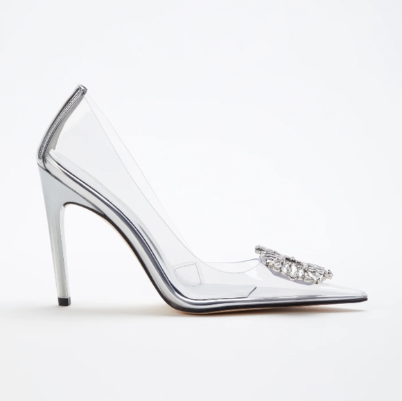 NIB Good American Cinder F*ckin'-Rella Pointy Toe Pumps in Glass Sz. 9.5 - Picture 4 of 10